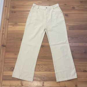 HYFVE Khaki High Rise Wide Leg Lightweight Cotton Denim Trouser Pants Medium New